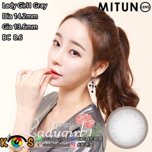 Mitunolens Lady Girl1 Gray レディーガール1グレー  1ヶ月用 14.2mm